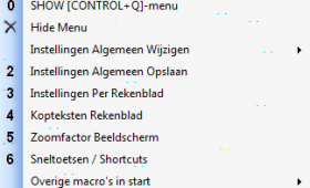 Control+m en Control+q menu’s